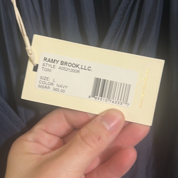 NWT Ramy Brook Navy Boho Studded Long Sleeve Blouse - Picture 4 of 6